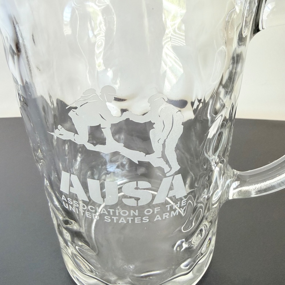 AUSA Beer Stein Association of the United States Army 1L Clear Dimpled Glass Mug